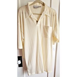 VTG Virgola Uomo‎ men's ivory polo shirt ribbed knit Sz Large NWT